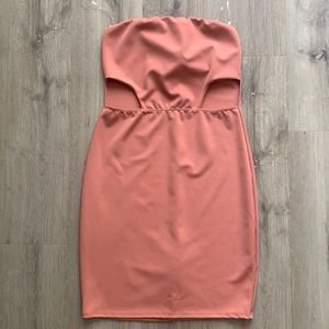 Strapless Pink cutout club dress